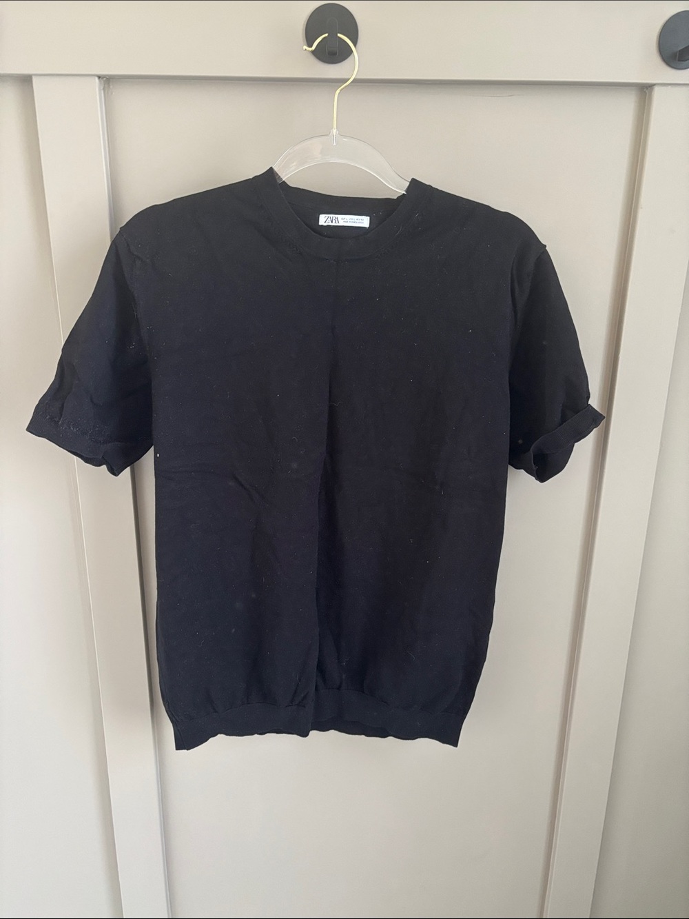Zara Men Black knit Short Sleeve Crewneck Shirt